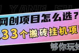 网创不知道做什么？这33个低成本挂机搬砖项目够你玩几年