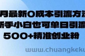 2月最新0成本引流方法，新手小白也可单日引流500+精准创业粉