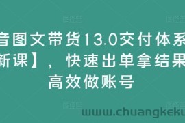 抖音图文带货13.0交付体系课【新课】，快速出单拿结果，高效做账号