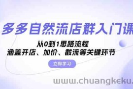 多多自然流店群入门课，从0到1思路流程，涵盖开店、加价、截流等关键环节