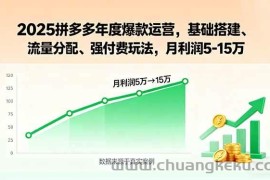 （15973期）2025拼多多年度爆款运营，基础搭建、流量分配、强付费玩法，月利润5-15万
