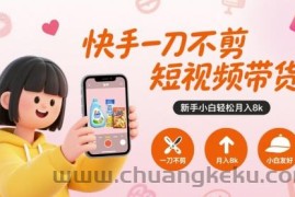 快手一刀不剪短视频带货，新手小白轻松月入8k