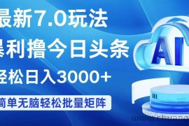 （12312期）今日头条7.0最新暴利玩法，轻松日入3000+