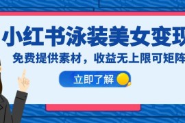 （6387期）小红书泳装美女变现，免费提供素材，收益无上限可矩阵（教程+素材）