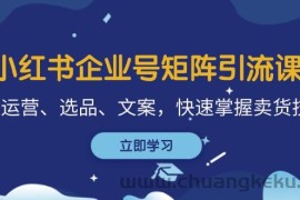 （12944期）小红书企业号矩阵引流课，涵盖运营、选品、文案，快速掌握卖货技巧