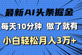 （11889期）最新AI头条掘金，每天10分钟，做了就有，小白也能月入3万+