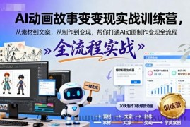 AI动画故事变现实战训练营，从素材到文案，从制作到变现，帮你打通AI动画制作变现全流程