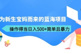 （6382期）专为新生宝妈而来的蓝海项目，操作得当日入500+简单且暴力（教程+工具）