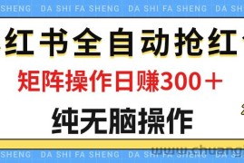 （12151期）最新小红书全自动抢红包，单号一天50＋  矩阵操作日入300＋，纯无脑操作