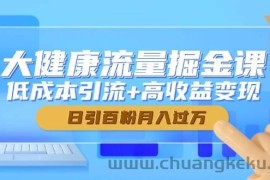 大健康流量掘金课，低成本引流+高收益变现，日引百粉月入过万