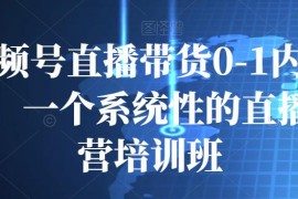 视频号直播带货0-1内训课，一个系统性的直播运营培训班