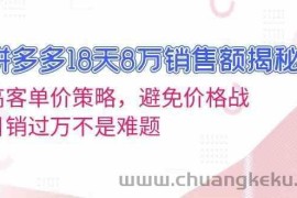 拼多多18天8万销售额揭秘：高客单价策略，避免价格战，日销过万不是难题