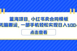 （6335期）蓝海项目 小红书卖合同模板 无脑搬运 一部手机日入500+（教程+4000份模板）