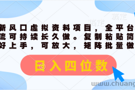 （11509期）最新风口虚拟资料项目，全平台自然流可持续长久做。复制粘贴 日入四位数