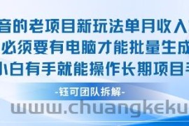 老项目新玩法单月收入2W小白有手就能操作长期项目