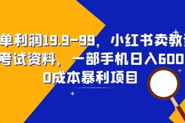 （6495期）一单利润19.9-99，小红书卖教资考试资料，一部手机日入600（教程+资料）