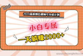 2024最新微信视频号分成计划，对新人友好，一天躺赚2000+