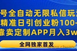 视频号全自动无限私信玩法3.0，精准日引创业粉100+，靠卖定制APP月入3w+