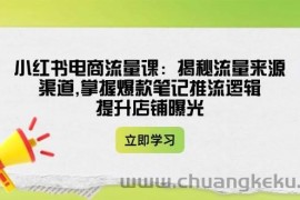 小红书电商流量课：揭秘流量来源渠道,掌握爆款笔记推流逻辑,提升店铺曝光