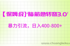 【保姆级】‘脑筋急转去3.0’暴力引流、日入400-800+