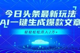 （16637期）今日头条最新玩法，AI一键生成爆款文章，轻轻松松月入2万+