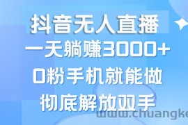 （13038期）抖音无人直播，一天躺赚3000+，0粉手机就能做，新手小白均可操作