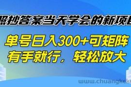 （14246期）照抄答案当天学会的新项目，单号日入300 +可矩阵，有手就行，轻松放大