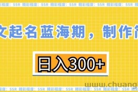 英文起名蓝海期，制作简单，日入300+【揭秘】