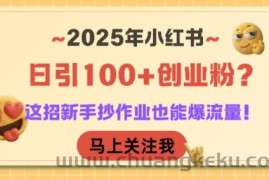 2025年小红书日引100+创业粉？这招新手抄作业也能爆流量！