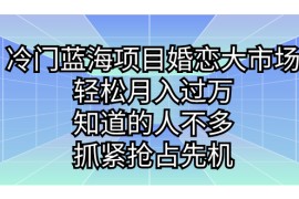 （7115期）冷门蓝海项目婚恋大市场，轻松月入过万，知道的人不多，抓紧抢占先机。