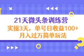 （4324期）21天微头条训练营，实操3天，单号日收益100+月入过万简单玩法