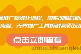 淘系运营推广标准化流程，​淘系改版后新品布局全流程，无界推广工具拆解高阶玩法