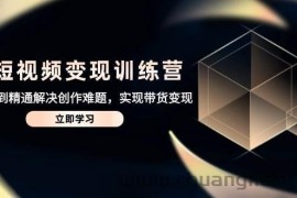 AI短视频变现训练营，从入门到精通解决创作难题，实现带货变现