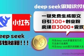 （14323期）Deep seek 一键免费生成小红书图文日引300+创业粉，日变现3000+教程！…