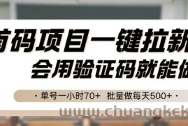 首码项目一键拉新，会用验证码就能做 单号一小时70+，批量做每天5张【揭秘】