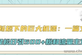 公众号新规下的巨大机遇：一篇文章引爆流量，轻松日引500+粉和流量主双方收益