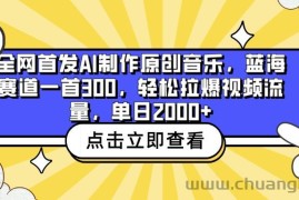 全网首发AI制作原创音乐，蓝海赛道一首300，轻松拉爆视频流量，单日2000+