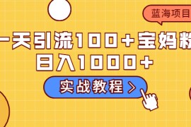 （2036期）一天引流100+宝妈粉，日入1000+马上持续变现 蓝海项目（实战教程）