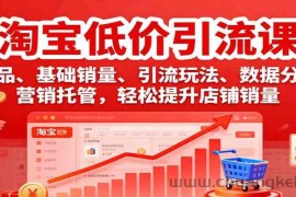 淘宝低价引流课，选品、基础销量、引流玩法、数据分析，营销托管，轻松提升店铺销量
