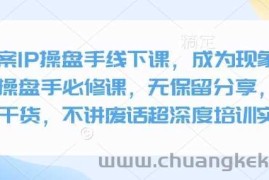 全案IP操盘手线下课，成为现象级ip操盘手必修课，无保留分享，全是干货，不讲废话超深度培训实操