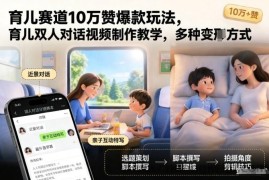 育儿赛道10万赞爆款玩法，育儿双人对话视频制作教学，多种变现方式