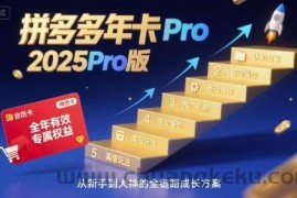 拼多多年卡2025Pro版，五大板块从认知到基础、从推广到活动、从活动到玩法