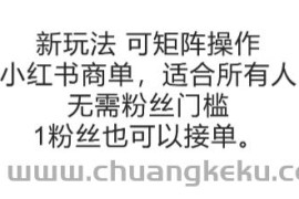 可矩阵操作，小红书商单新玩法，适合所有人，无需粉丝门槛，1粉丝也可以接单