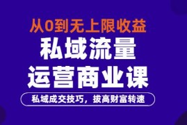 从0到无上限收益的《私域流量运营商业课》私域成交技巧，拔高财富转速