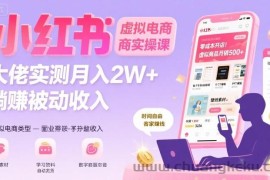 小红书虚拟电商，大佬实测月入2W+，实现被动收入
