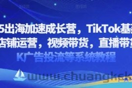 2025出海加速成长营，TikTok基建选品，店铺运营，视频带货，直播带货，TK广告投流等系统教程