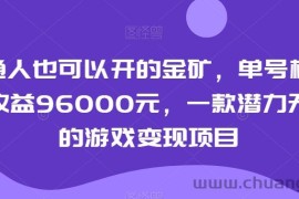 普通人也可以开的金矿，单号极限年收益96000元，一款潜力无穷的游戏变现项目【揭秘】