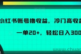 小红书账号撸收益，冷门高收益项目，一单20+，轻松日入300+【揭秘】