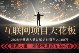 （15361期）2025“互联网项目天花板”：不做韭菜，做镰刀！“月入 10W+ 普通人弯道…
