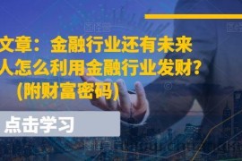 某付费文章：金融行业还有未来吗?普通人怎么利用金融行业发财?(附财富密码)